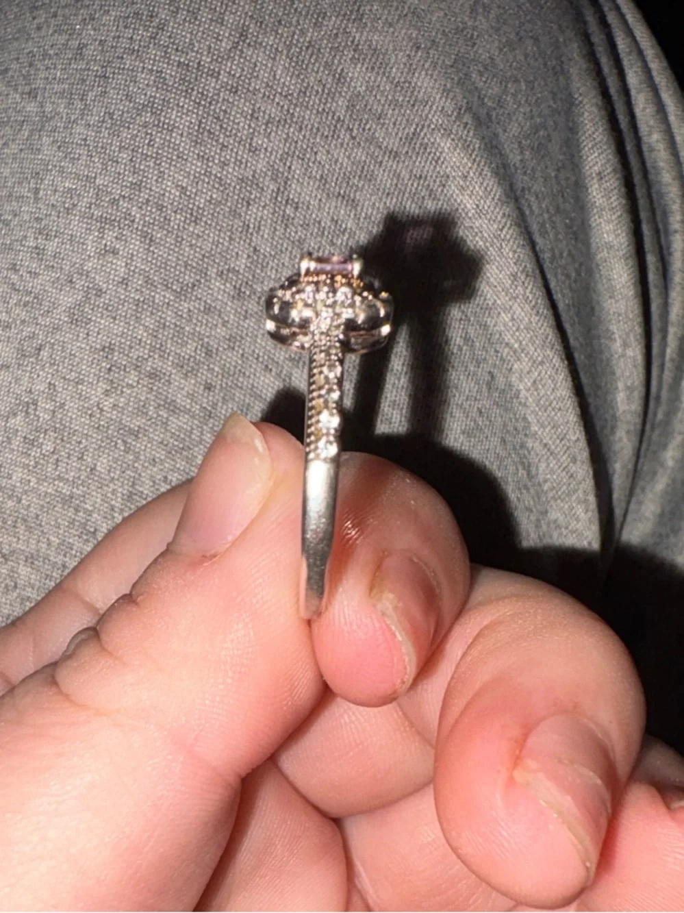 Pink Tourmaline And Diamond Ring In Sterling Silver