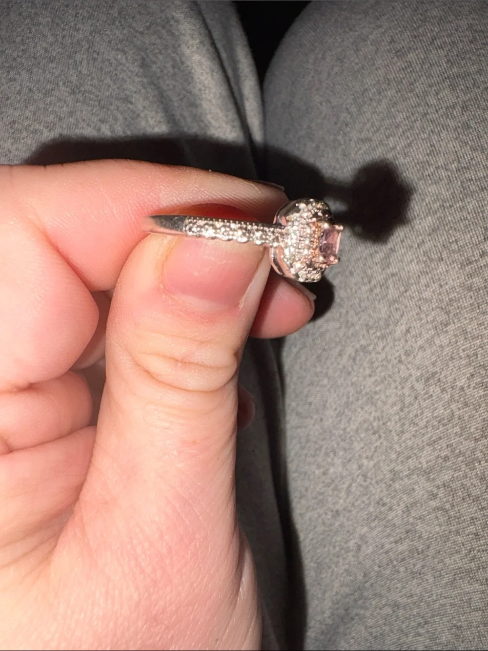 Pink Tourmaline And Diamond Ring In Sterling Silver