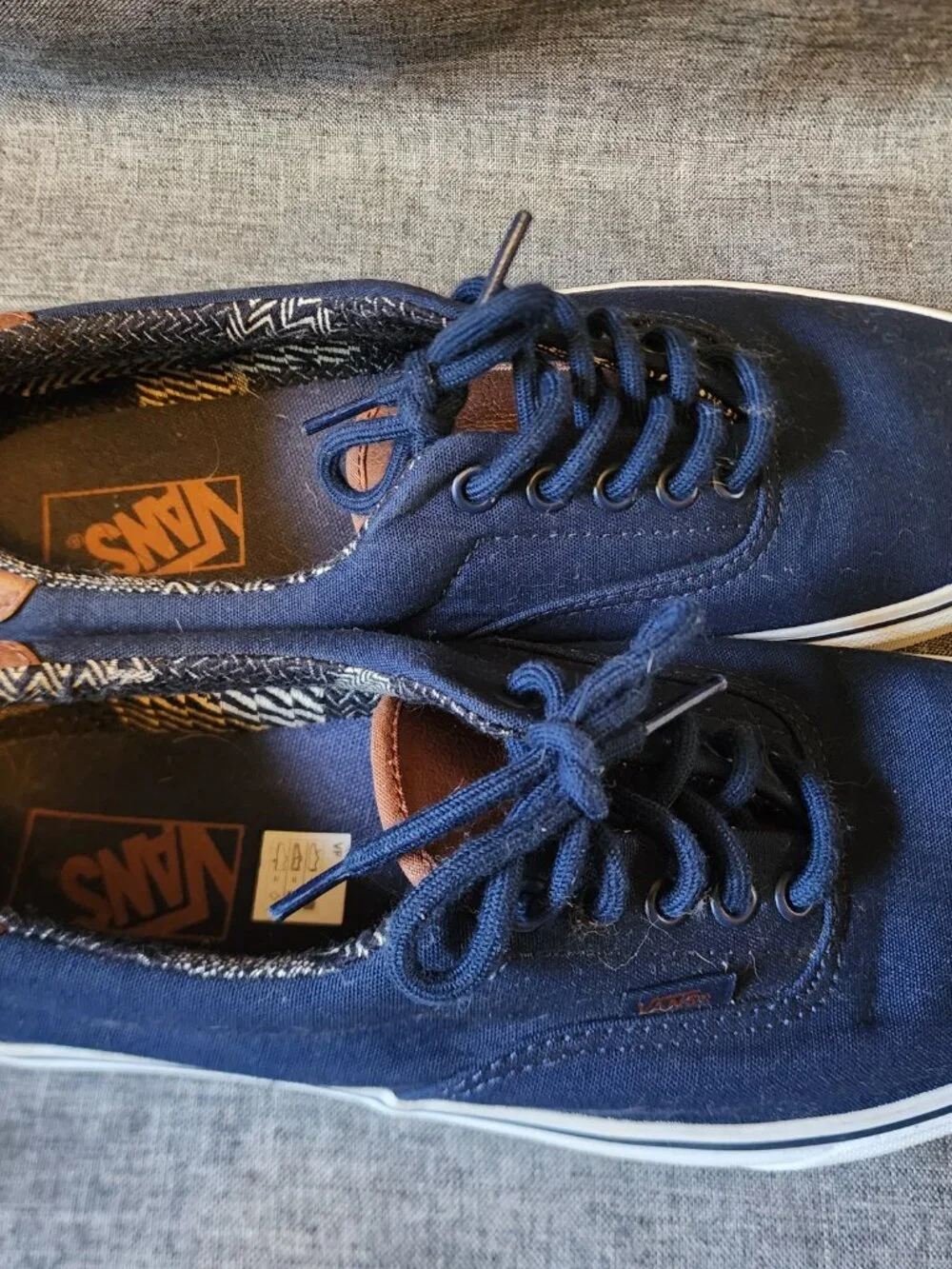 Men's Size 9.5 Vans Off The Wall 500714 Navy Blue Canvas Lace Up Shoes