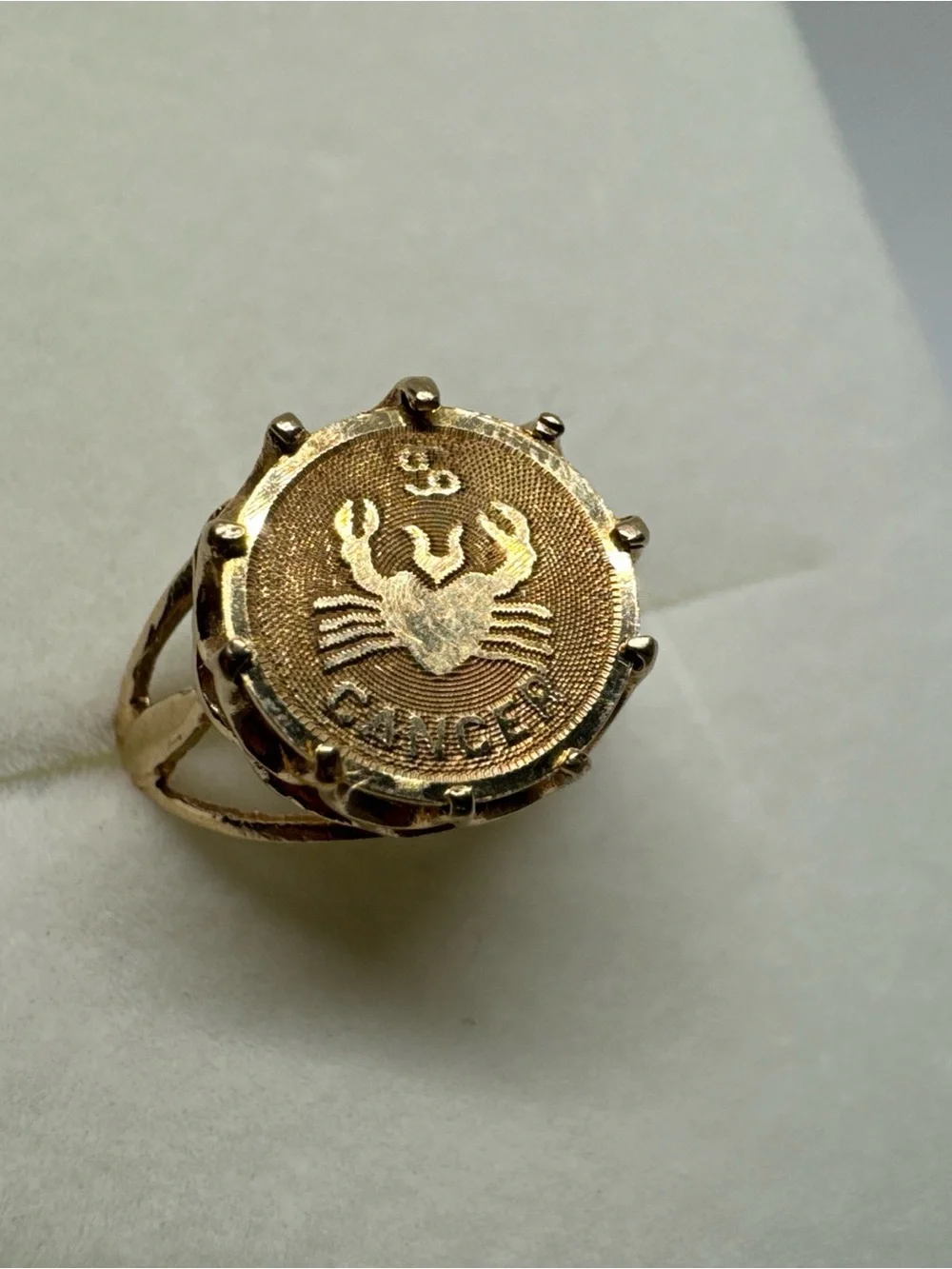 Vintage 14k Yellow Gold, Crab Cancer Horoscope Ring, Zodiac, Size 5.25