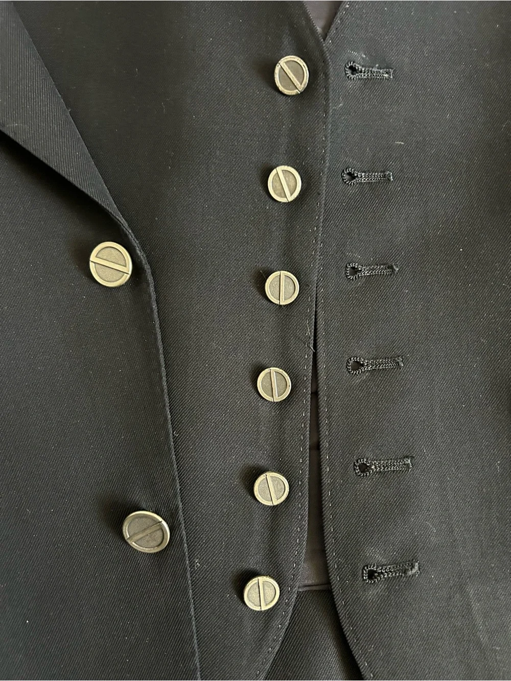 1970s DIOR 3 Puice Suit Logo Button, Flat Front pant 42L 34x34 UNION MADE