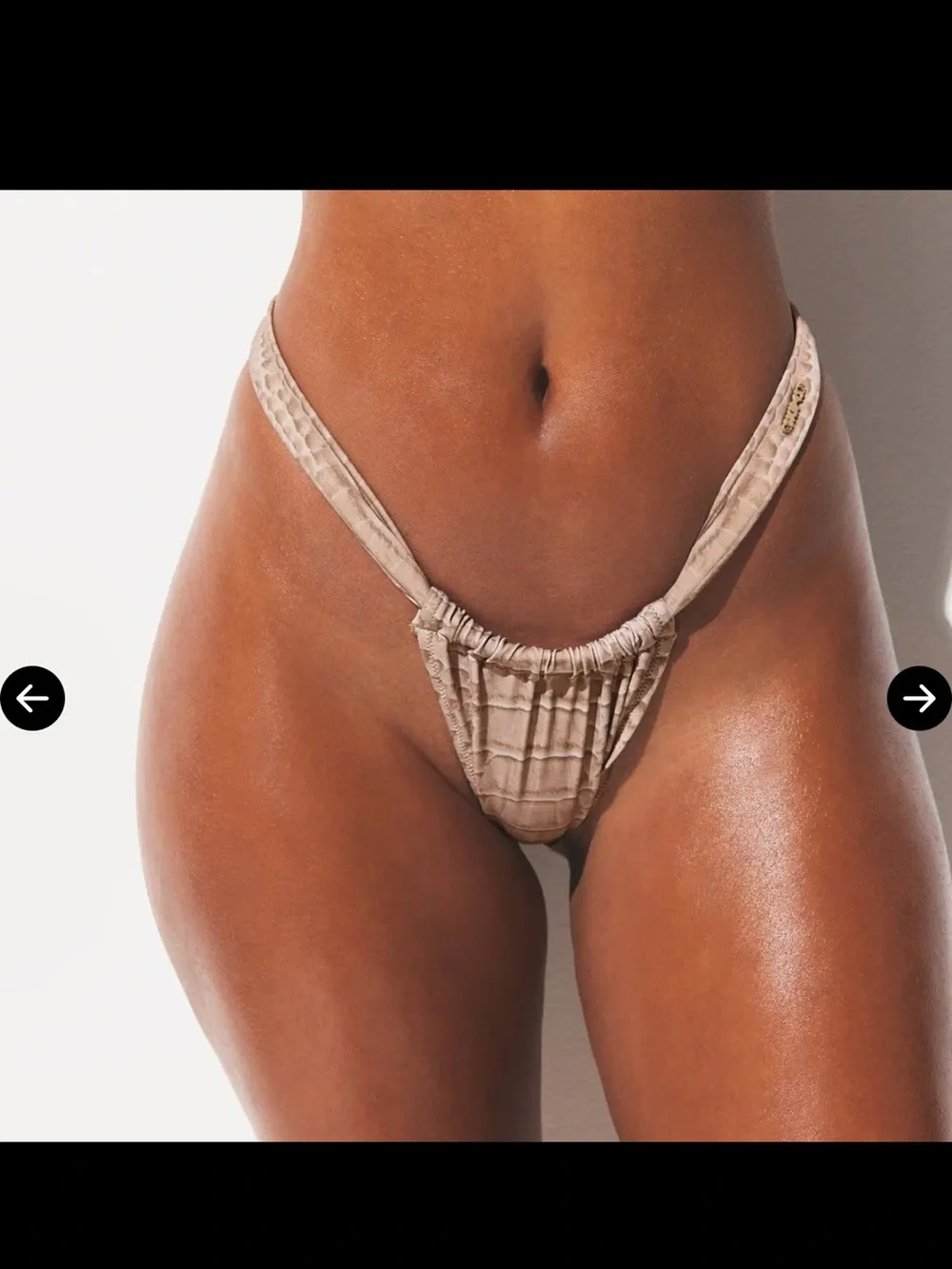 Skims signature swim ruched thong bikini bottom dune crocodile print small