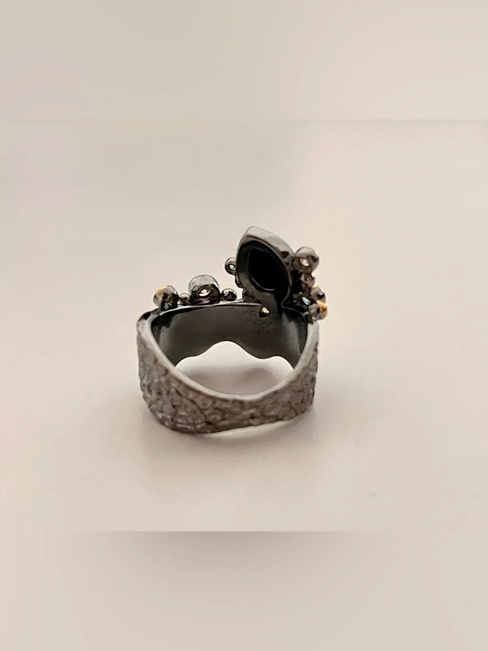 Rhodium Plated 925 Sterling Silver Gemstone Statement Approx Ring Sz 7