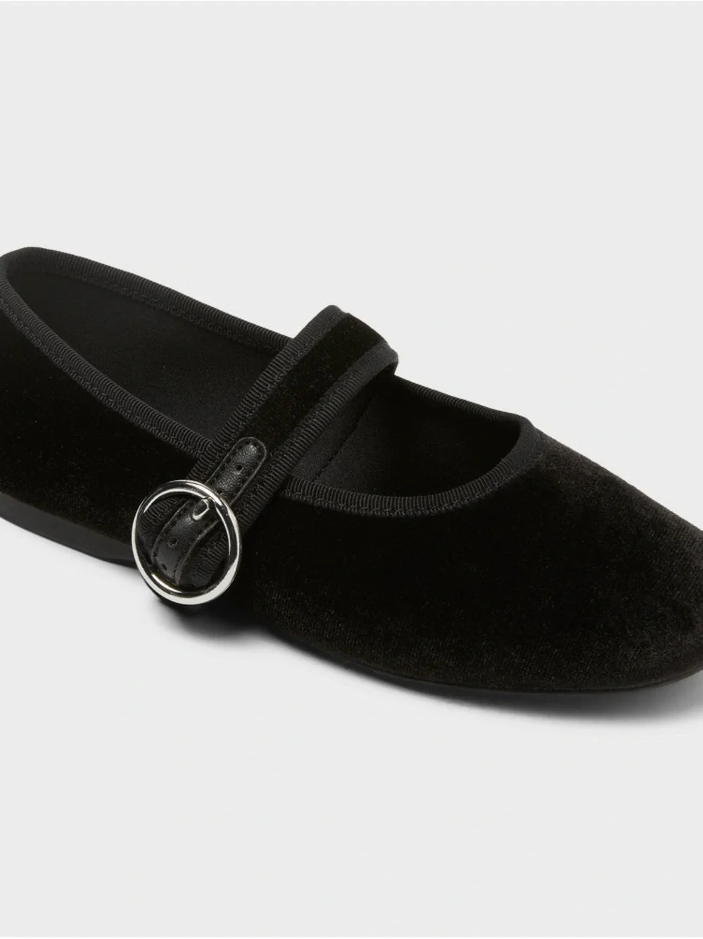 art class Black Velvet Mary Jane with Silver Buckle b161s