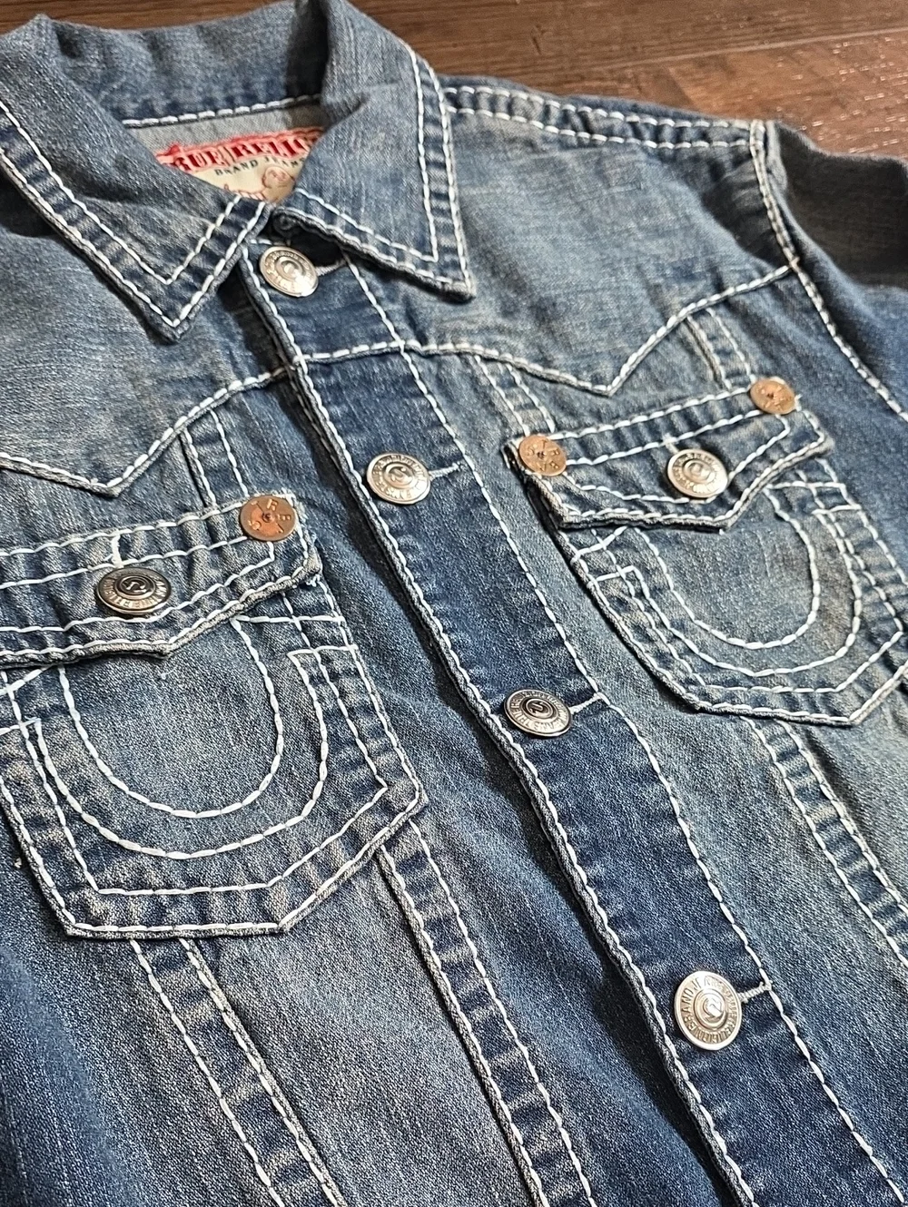 True Religion JIMMY SUPERT Indigo Blue Denim Trucker Jacket