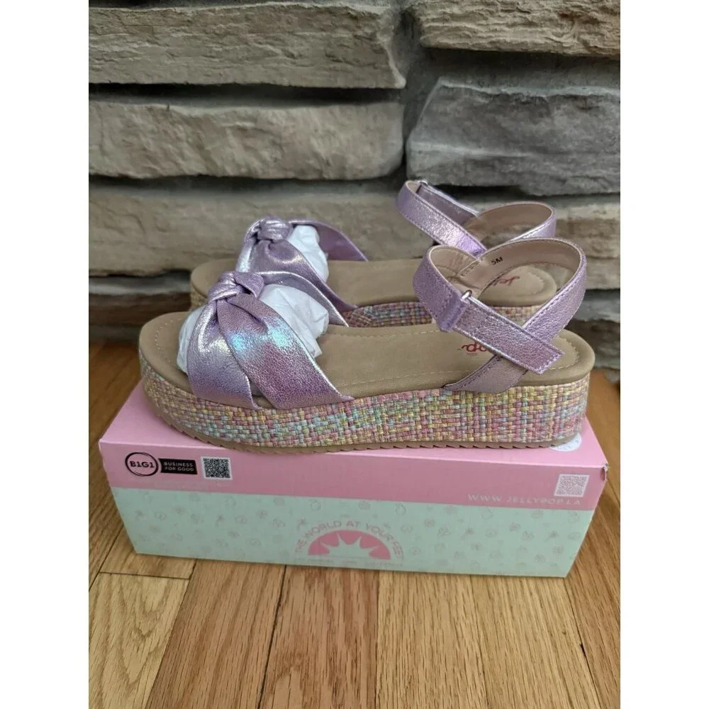 Girls Jellypop Purple Holographic Ella Platform Sandals Sz‎ 5
