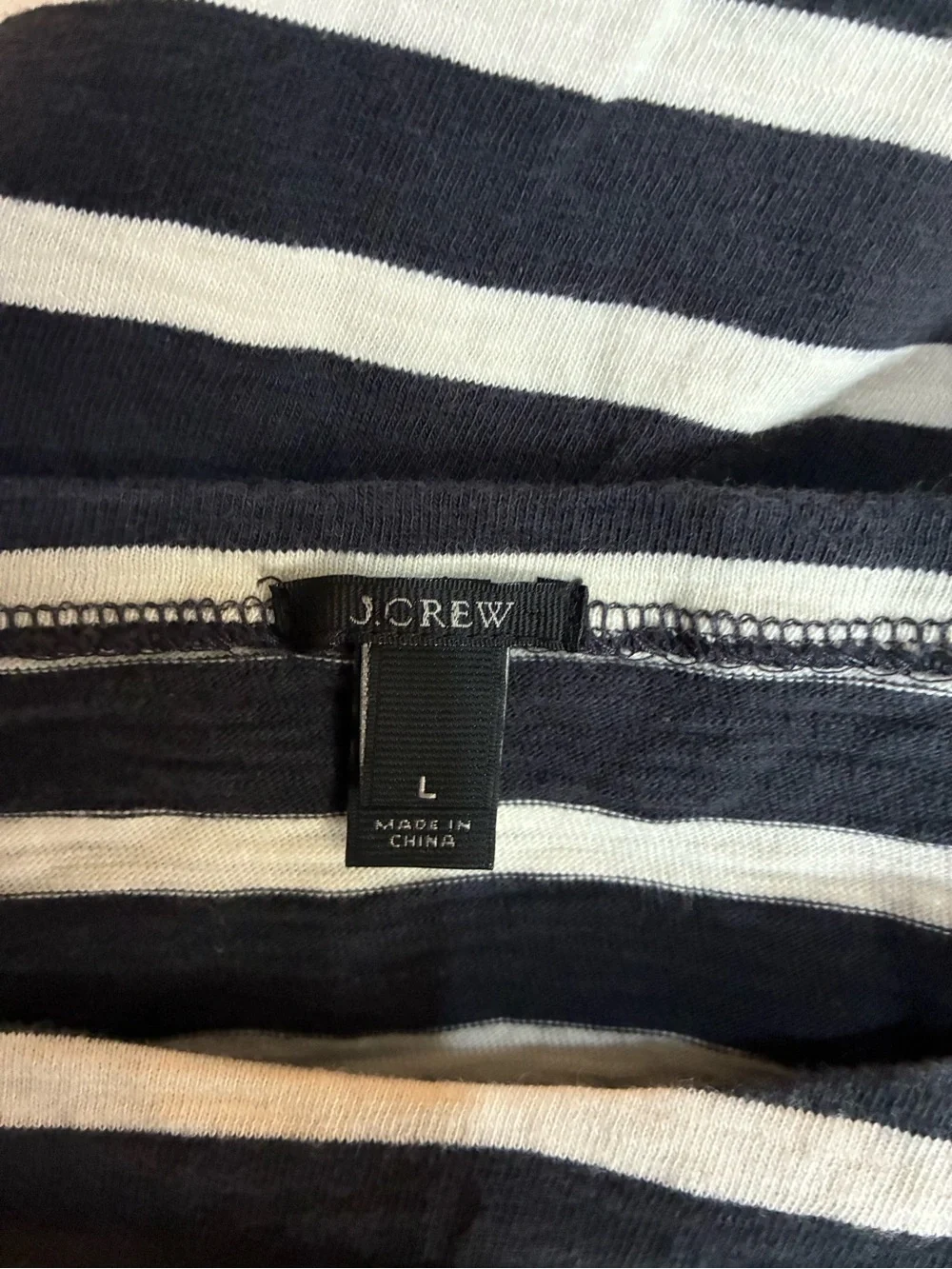 J. Crew Long Sleeve Top Boatneck Metallic Striped Navy/White/Bronze Size Large