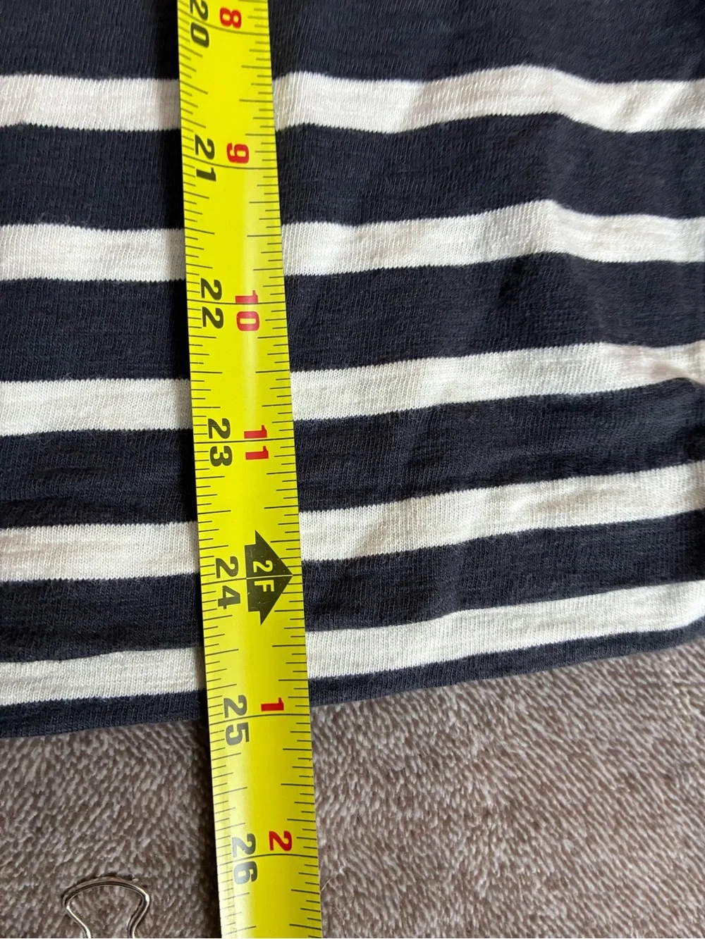 J. Crew Long Sleeve Top Boatneck Metallic Striped Navy/White/Bronze Size Large