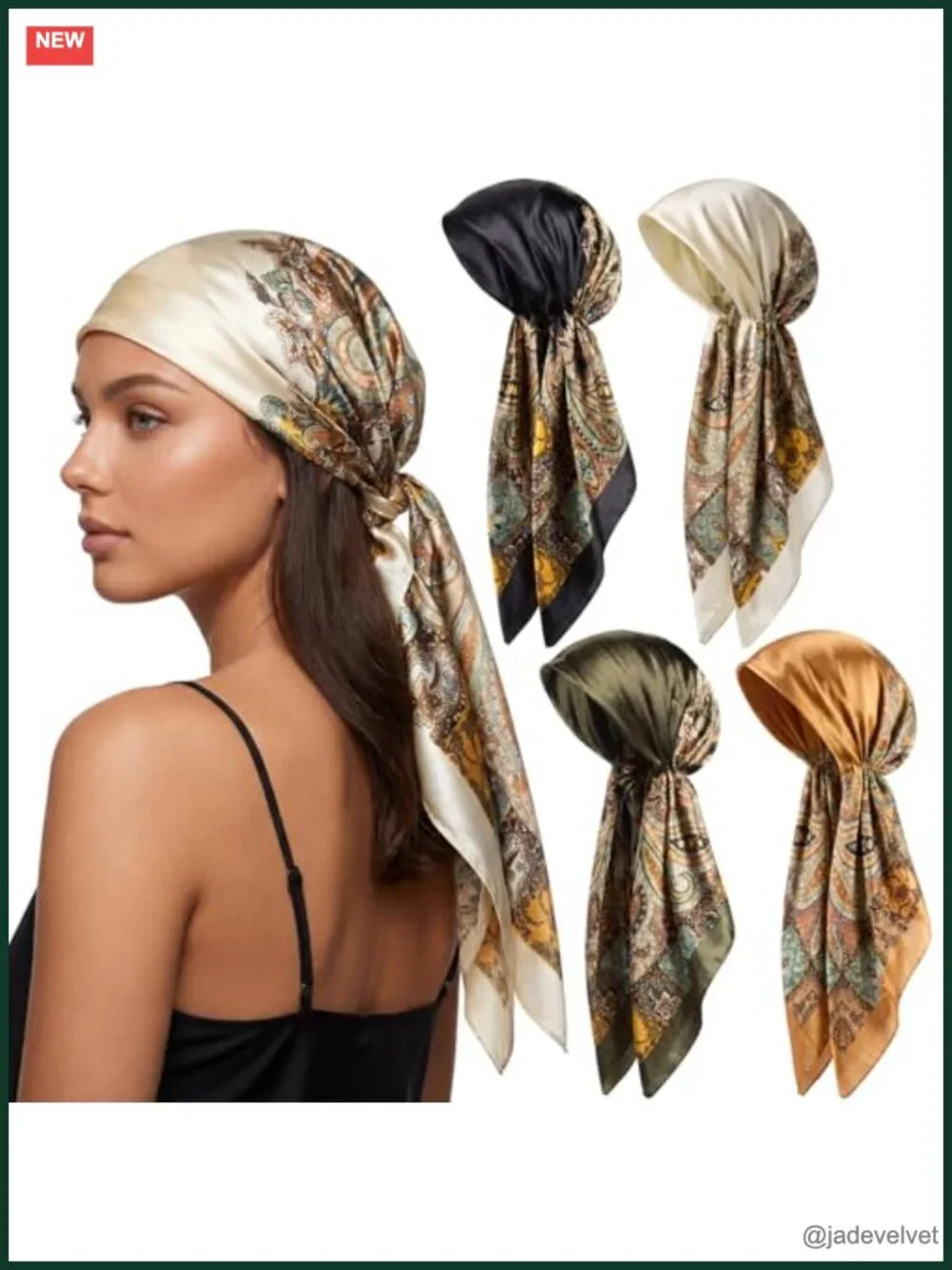 4 Pretied Head Scarves for Women, Satin Chemo Headwear Turbans, Cancer Hair Loss