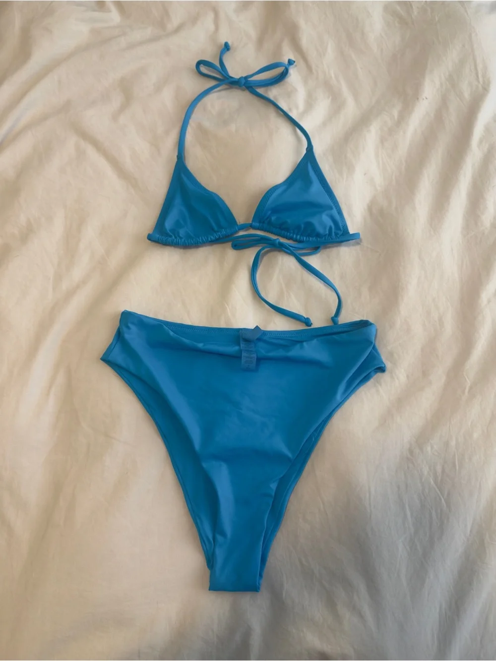 Skims Bright Blue High Waisted Bikini Set – Size Small top Medium bottom