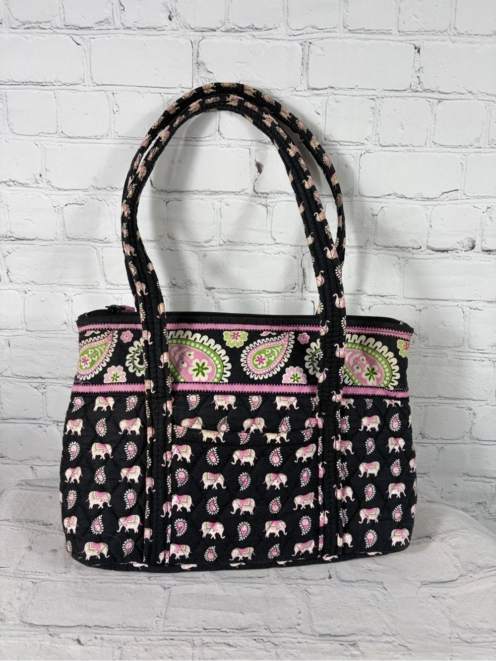Vera Bradley Pink Elephant Paisley Small Tote Shoulder Bag