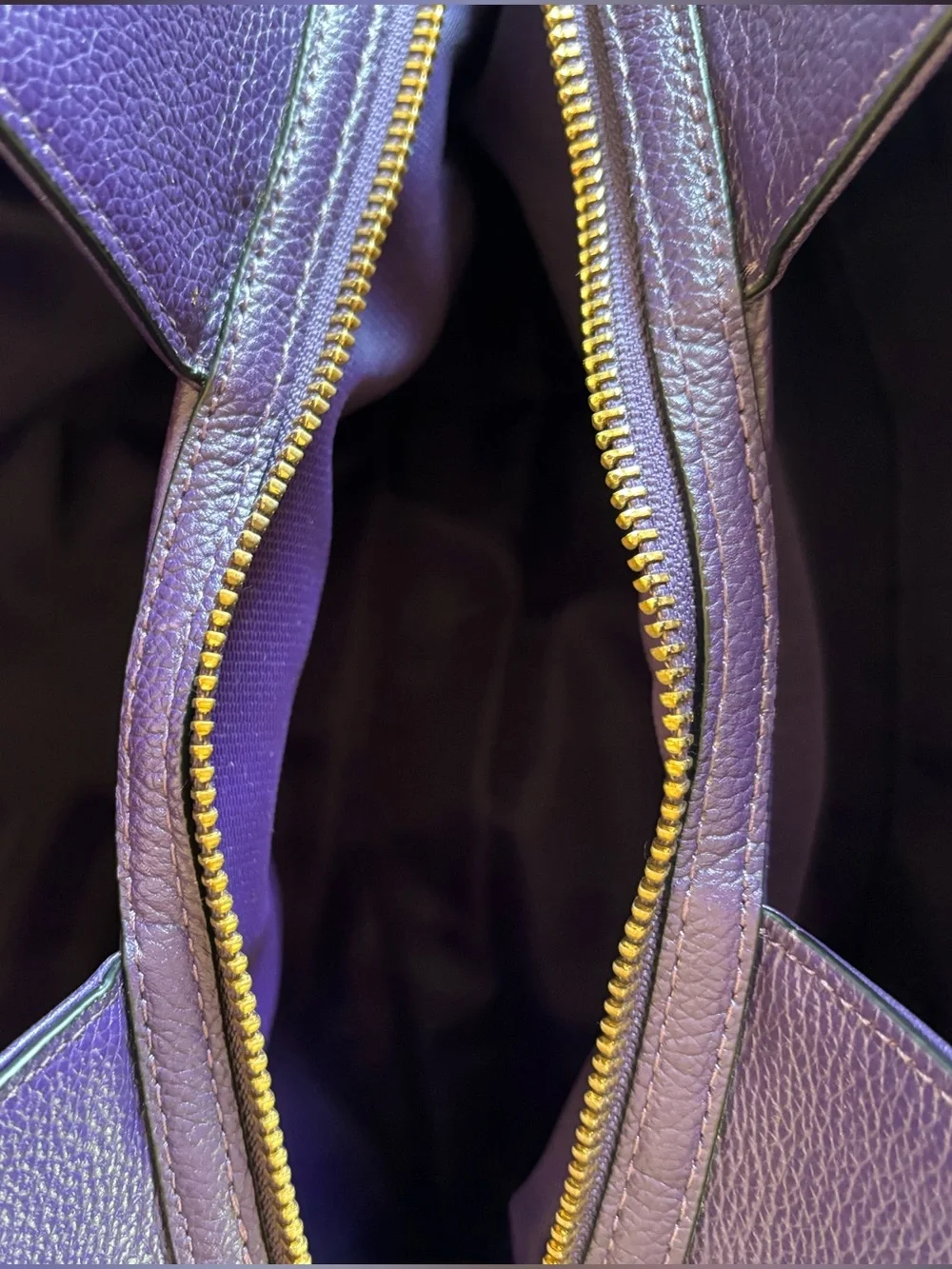 Coach Purple Pebbled Leather Shoulder Bag with Gold Hardware