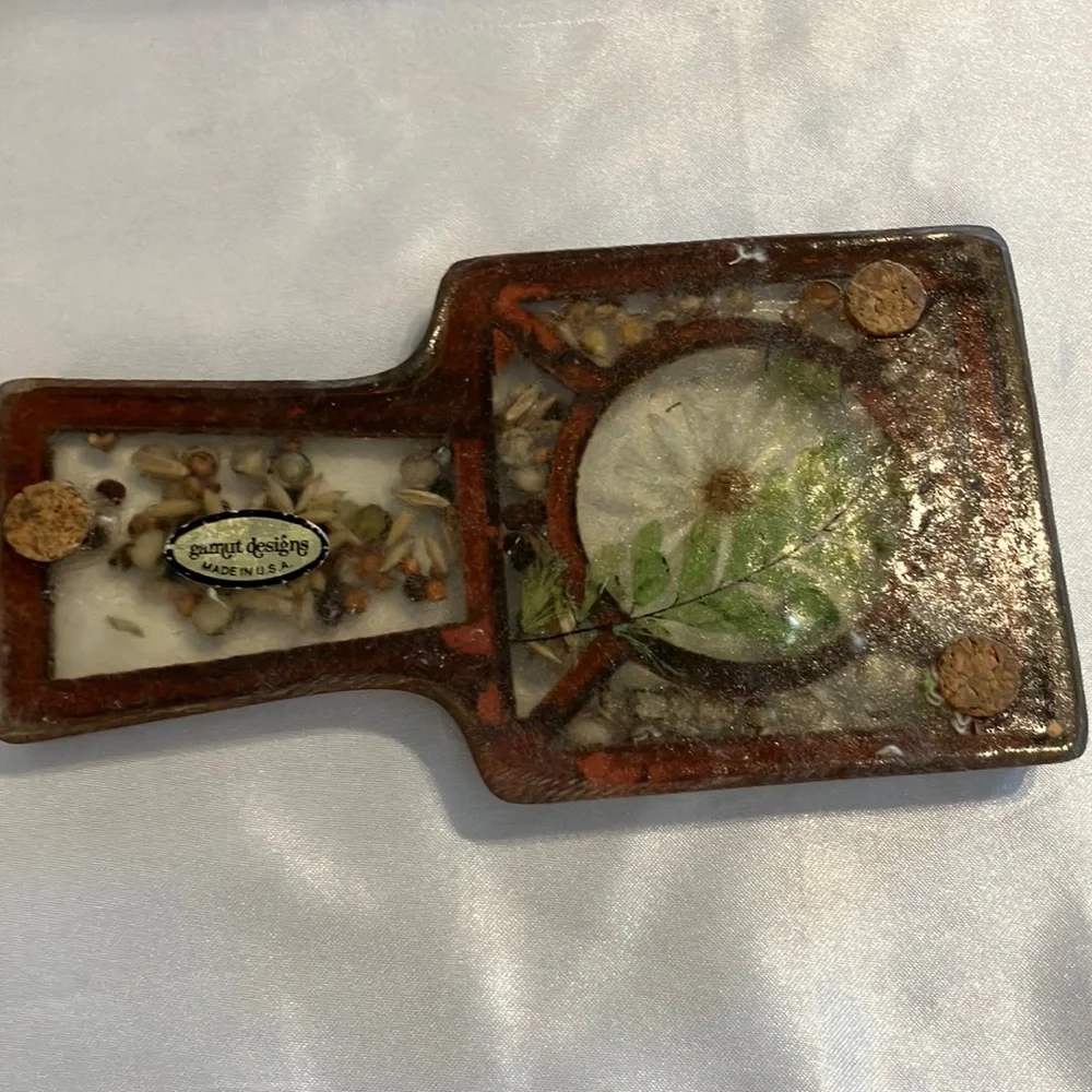 Vintage Spoon Rest Lucite with‎ Natural Inlay
