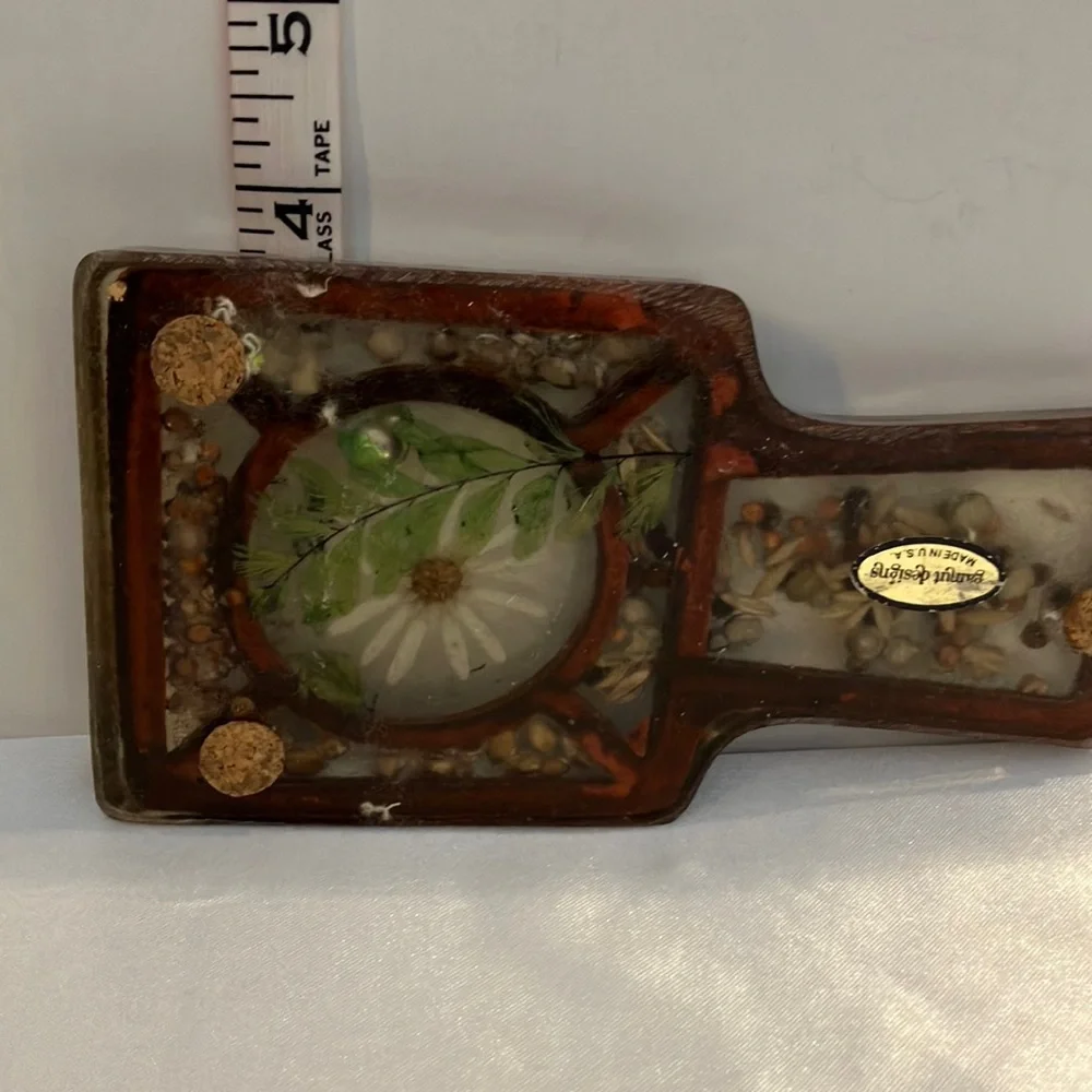 Vintage Spoon Rest Lucite with‎ Natural Inlay