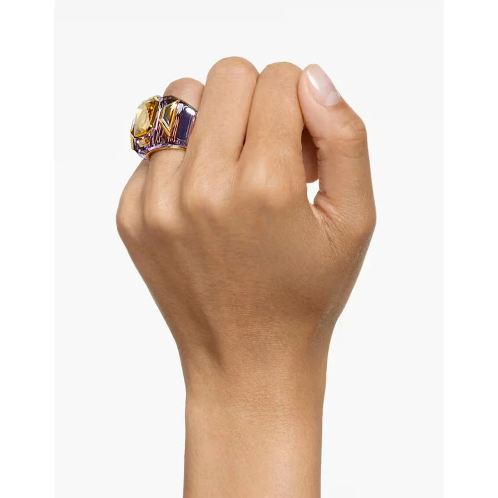 Swarovski Chroma cocktail ring Purple, Gold-tone plated Eur 52 / 6 USA