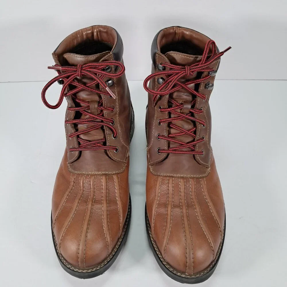 Johnston & Murphy Leather Duck Boots Men 10.5 M Brown Lace Up 59-3032