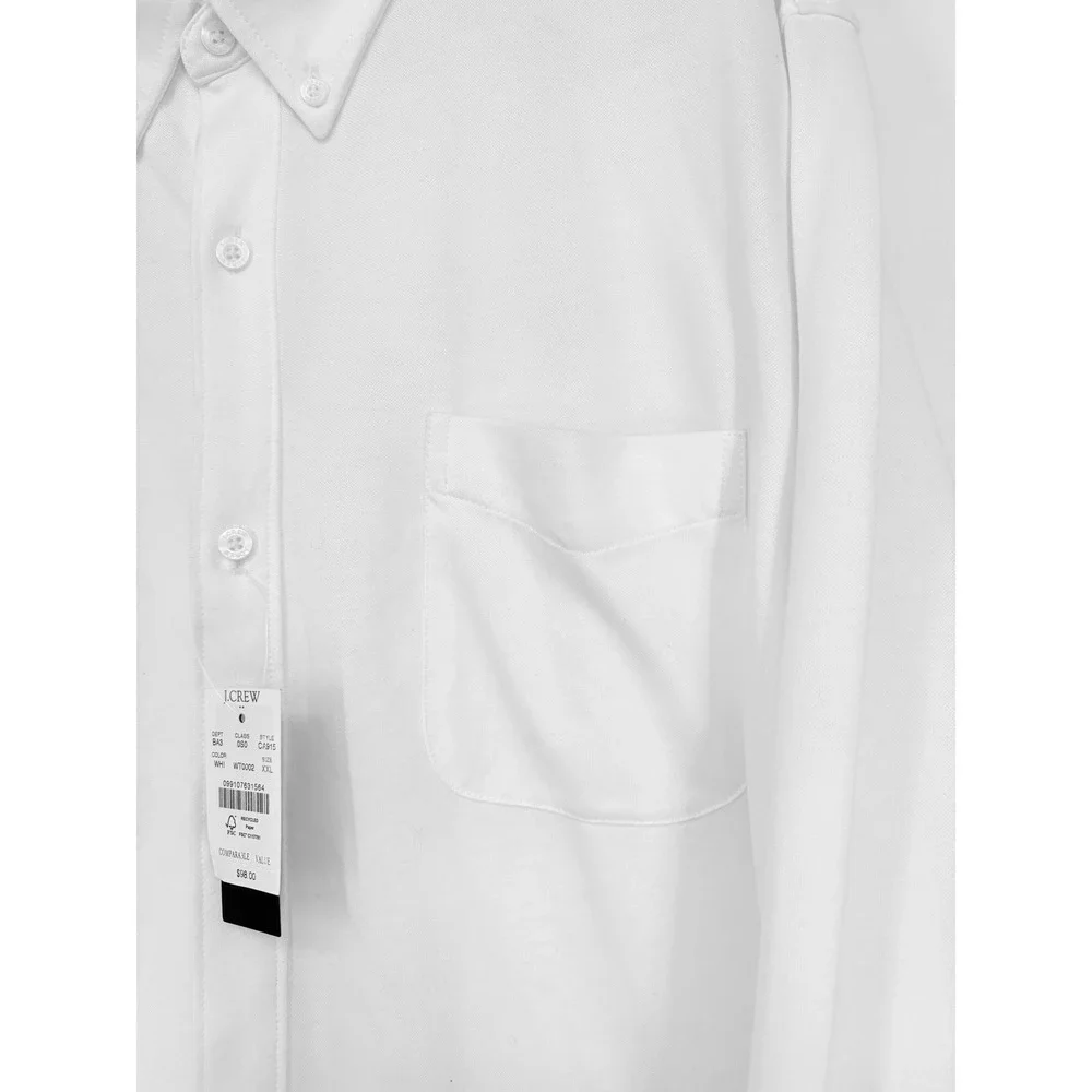 NWT XXL J.Crew Men's Performance Knit Oxford Shirt White