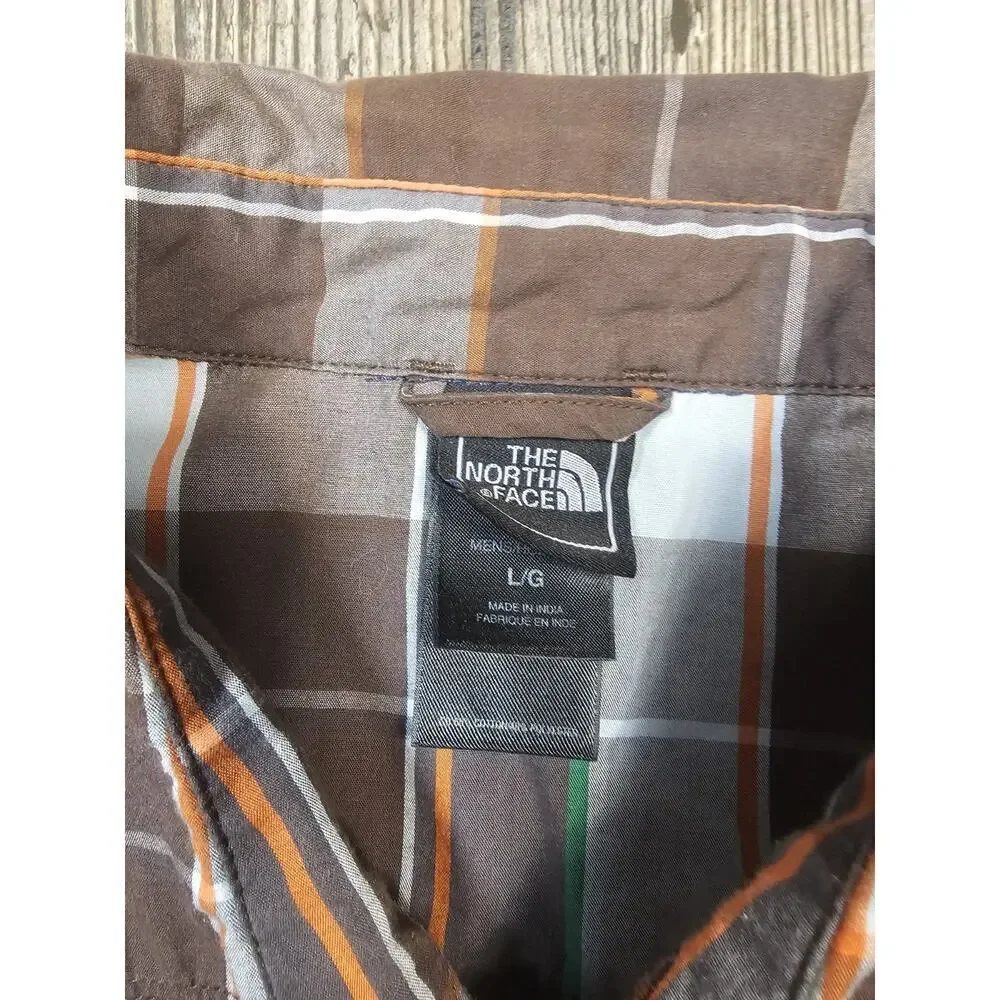 North Face Plaid Button Down Shirt Mens Large Short Sleeve