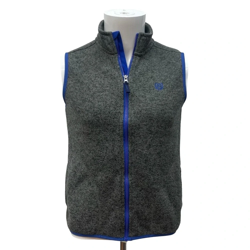 Youth Fleece Vest Chaps Gray‎ Blue Full Zip Sleeveless Jacket Boys L