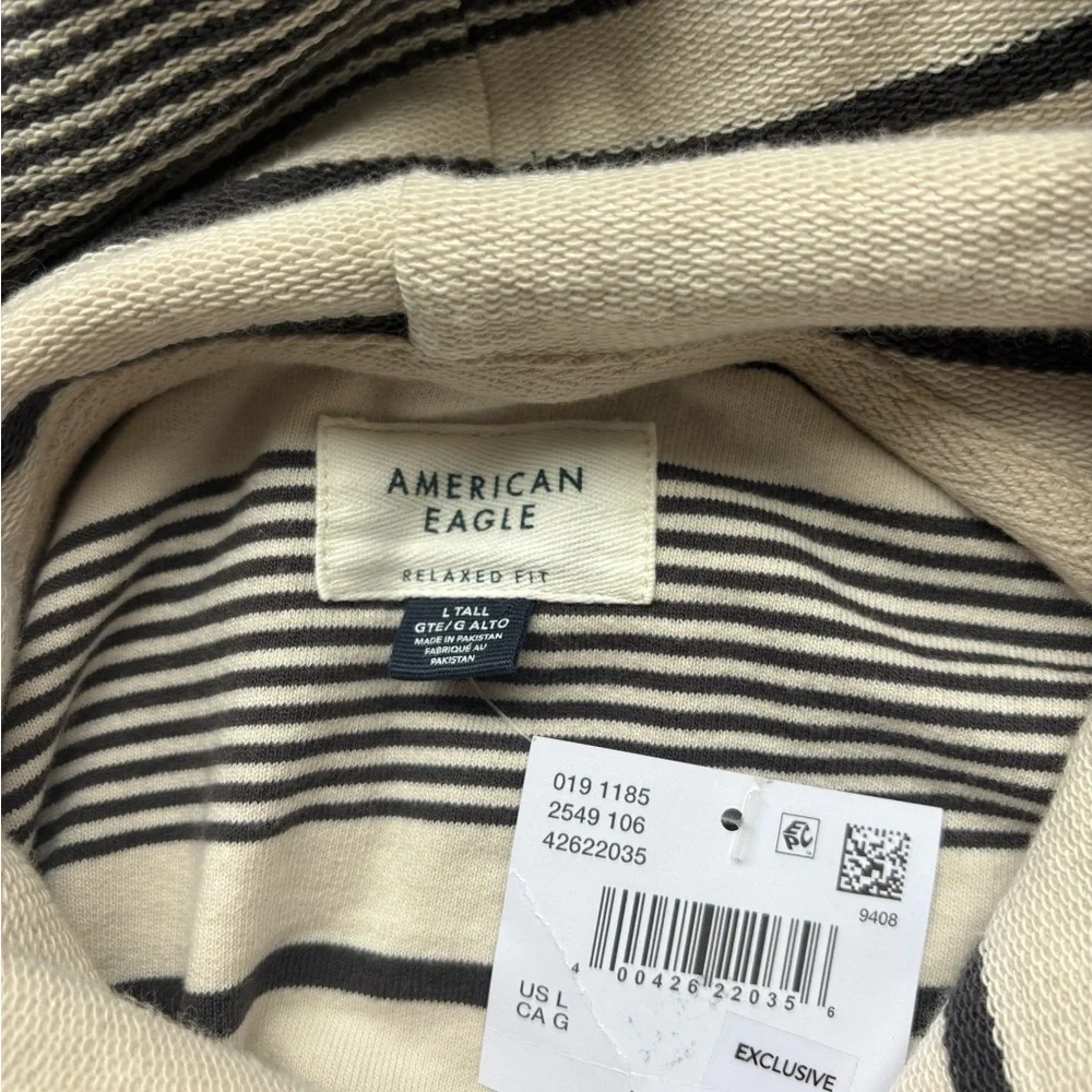 American Eagle Outfitters cream hoodie stripes