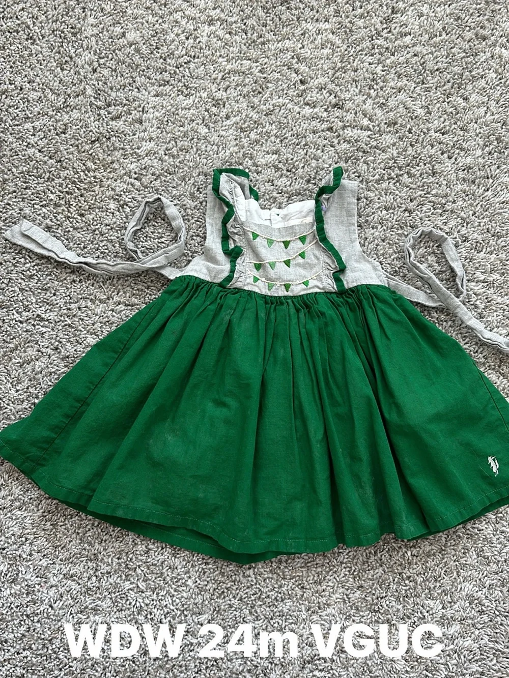 Well Dressed Wolf Green and Cream Toddler Dress
