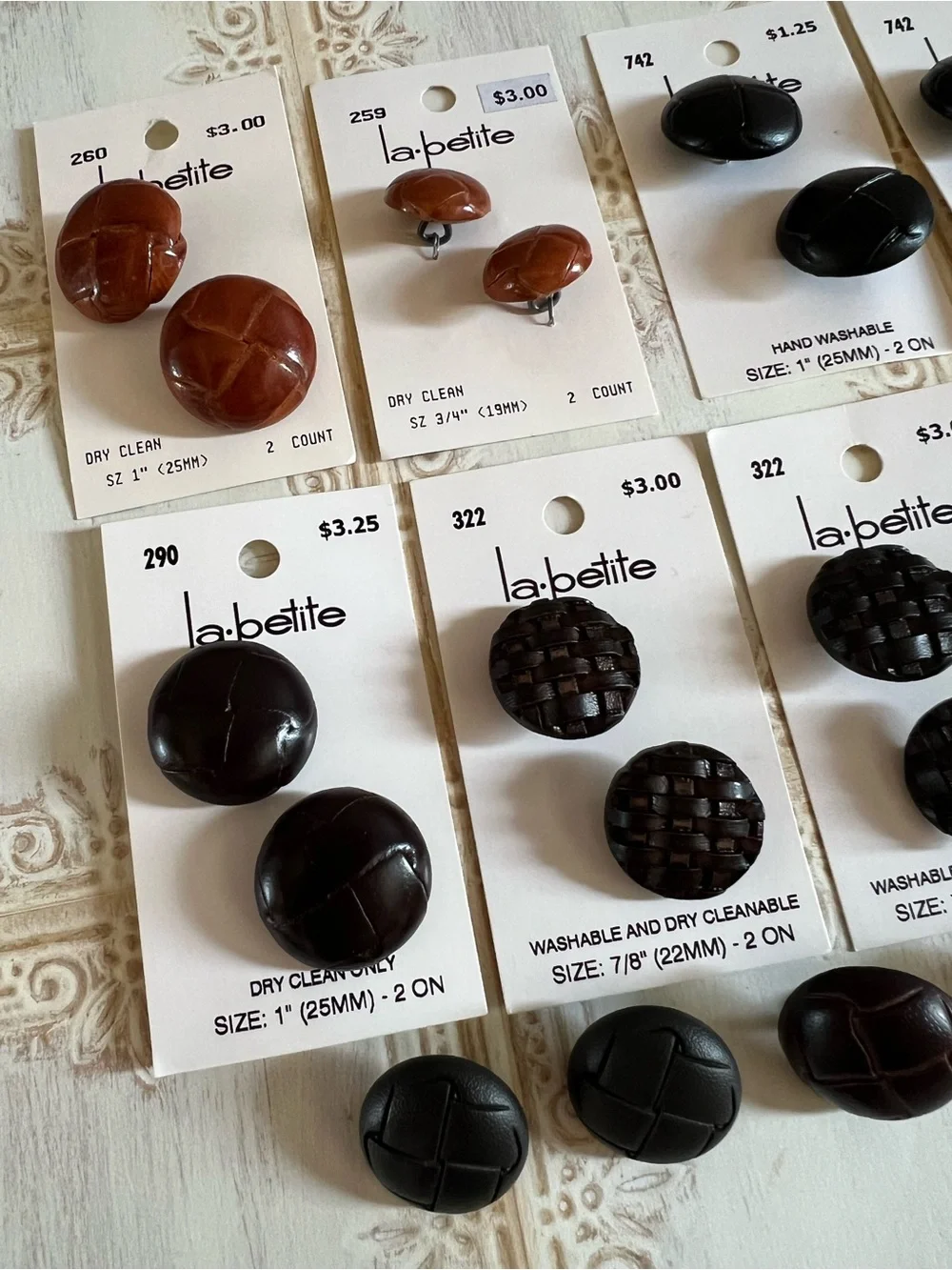 Button Lot — Coats & Upholstery Shank Type —Browns and Blacks, New and Rescued