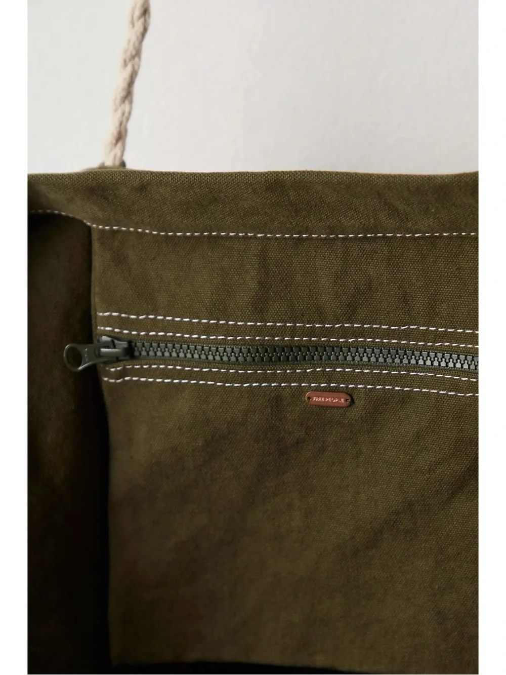 Free People Oversized Bohemian Been There Badge Tote Bag  Army Green NWT Patches