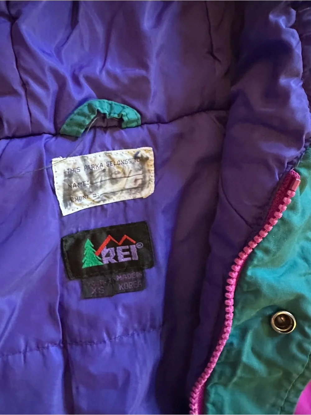 Vintage REI Pink purple and Teal Kids Jacket