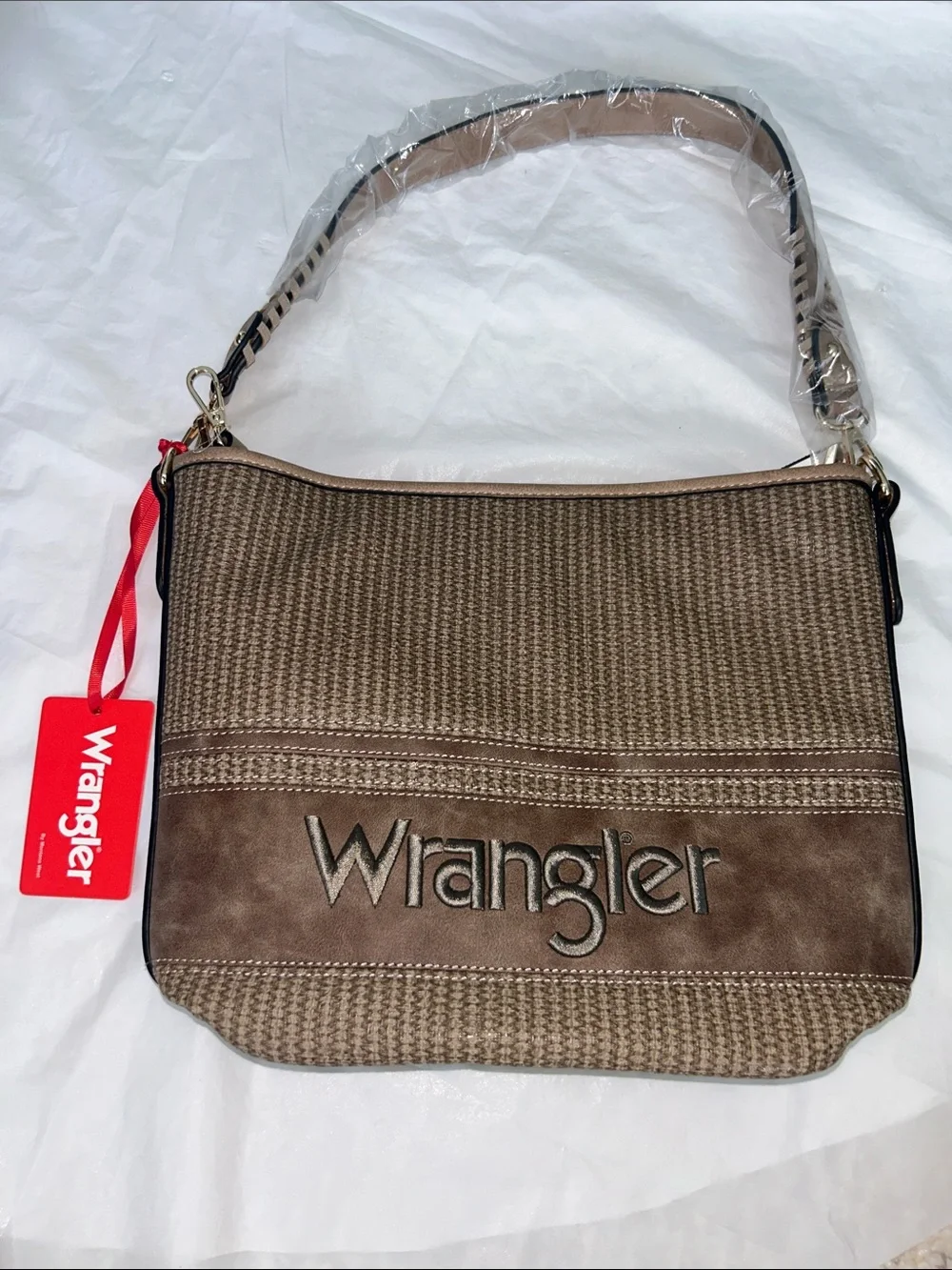 Wrangler by Montana West Leather Weave Hobo w/Convertible Crossbody Guitar Strap