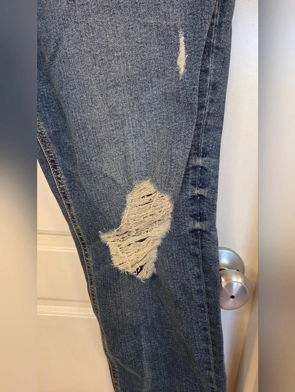 Original Use Men's Distressed Slim Taper Jeans 36x30 Medium Wash Stretch Denim