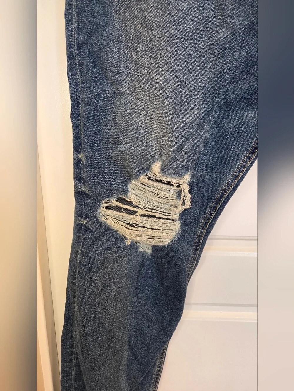 Original Use Men's Distressed Slim Taper Jeans 36x30 Medium Wash Stretch Denim