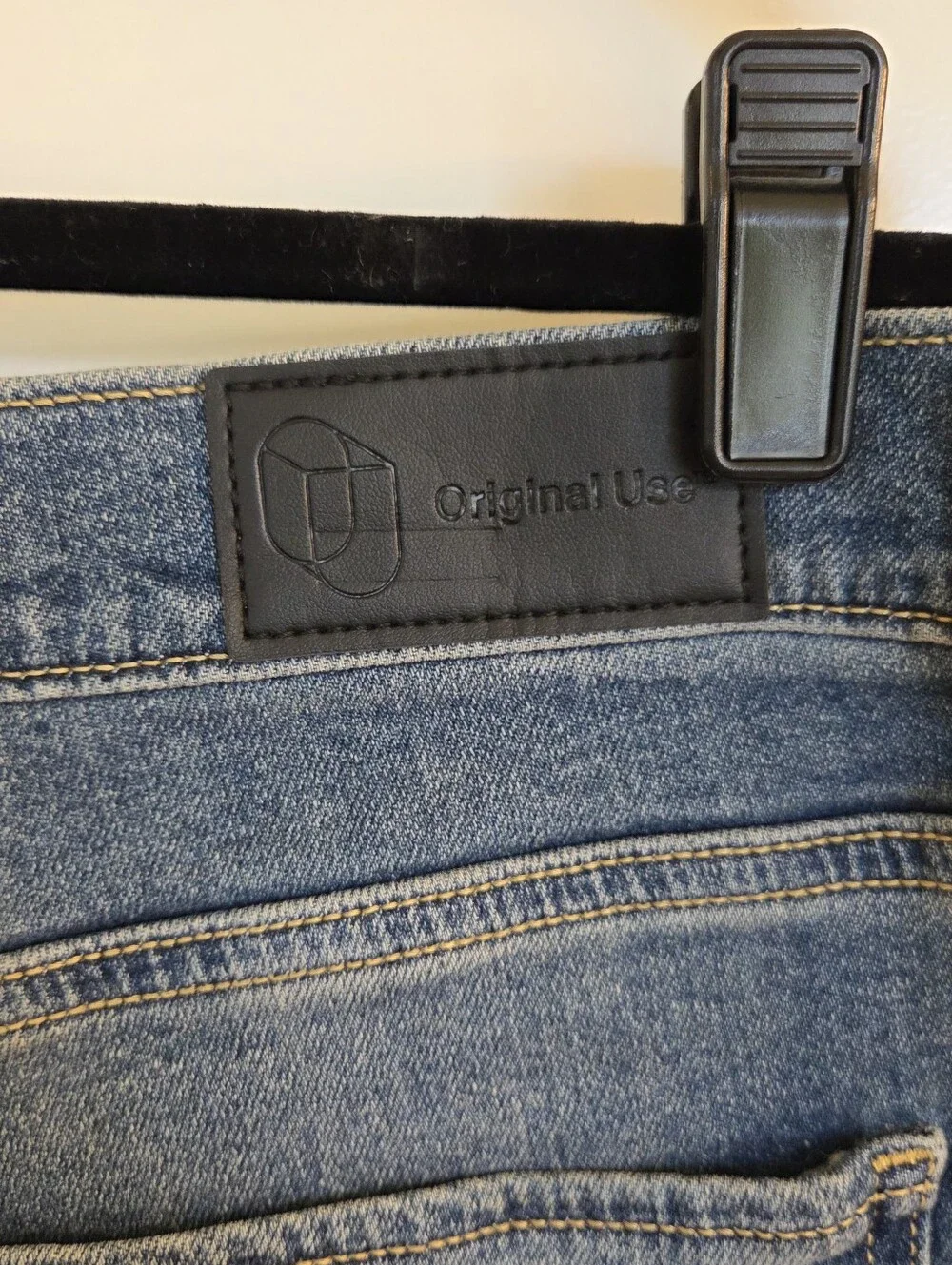 Original Use Men's Distressed Slim Taper Jeans 36x30 Medium Wash Stretch Denim