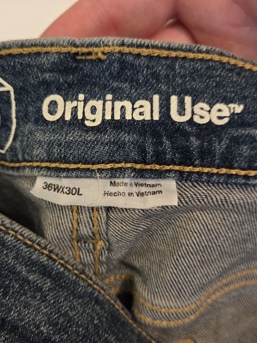 Original Use Men's Distressed Slim Taper Jeans 36x30 Medium Wash Stretch Denim