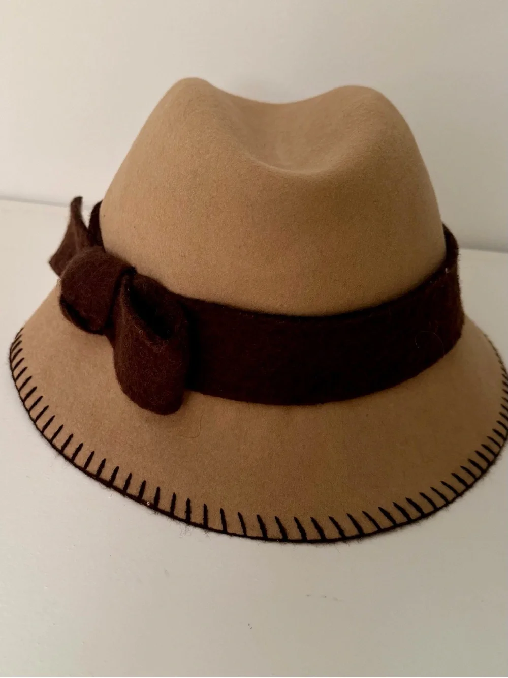 Alessandra Bacci Firenze Camel Hat w/ Dark Brown Band