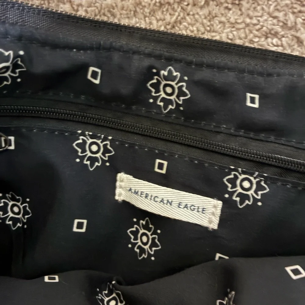 American Eagle Black Leather Cresent Bag