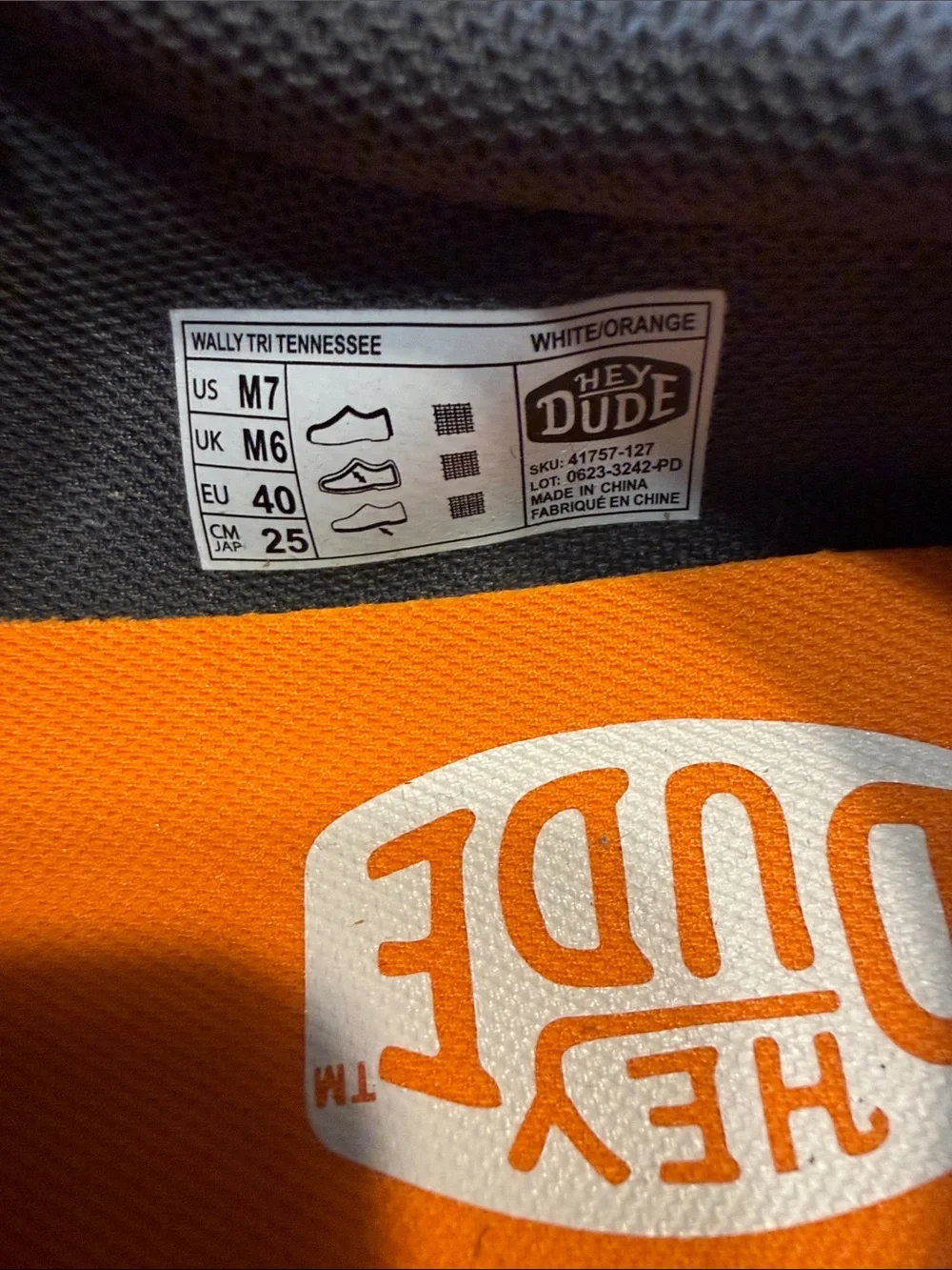 Hey Dude Orange & White T-Logo Slip-Ons
