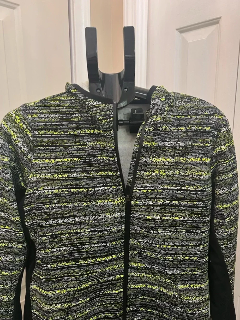 Women’s Hooded Zip Jacket in Black, Gray & Neon Green Nike Thermafit