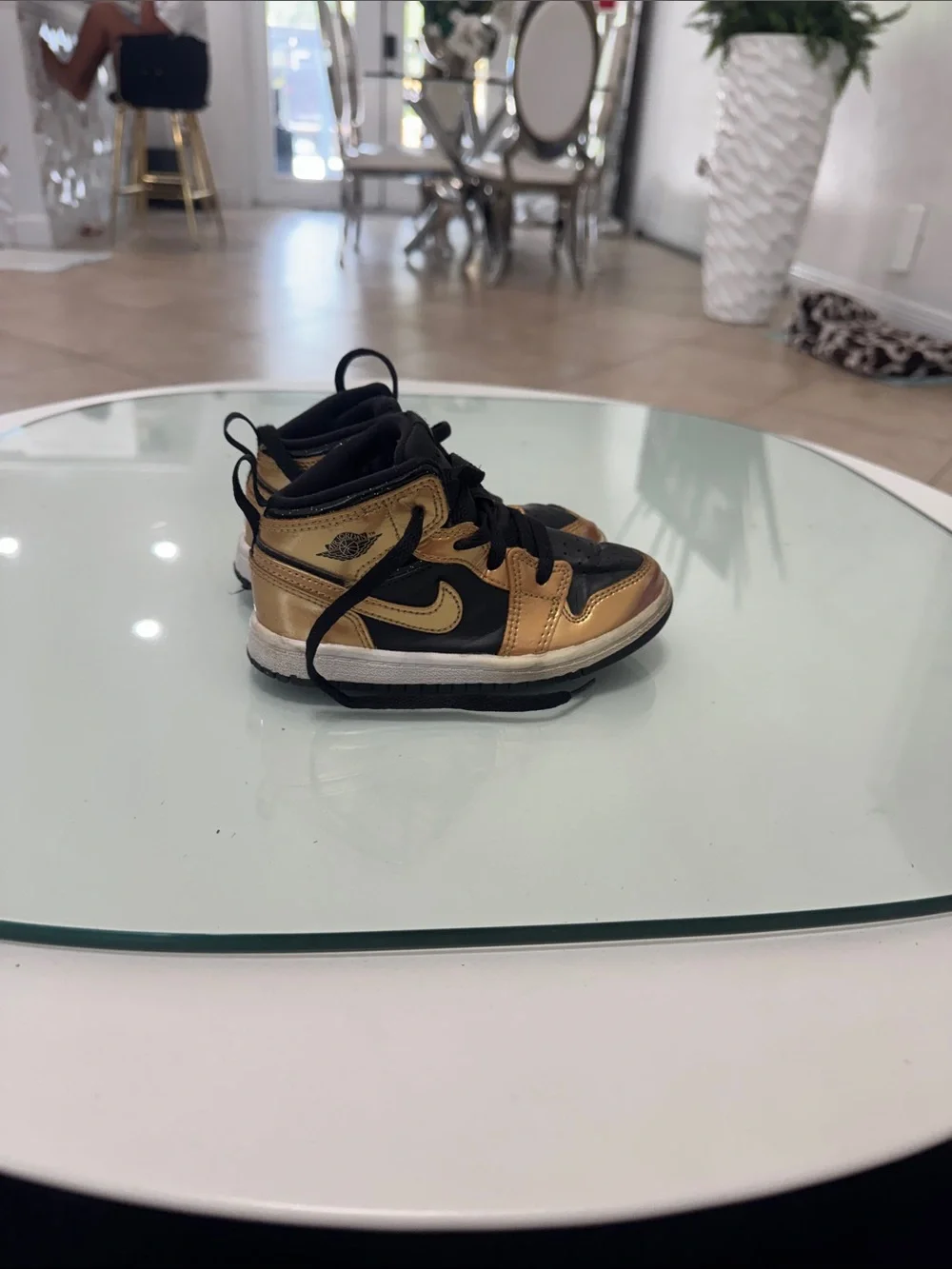 Nike Kids Metallic Gold and Black High-Top Sneakers