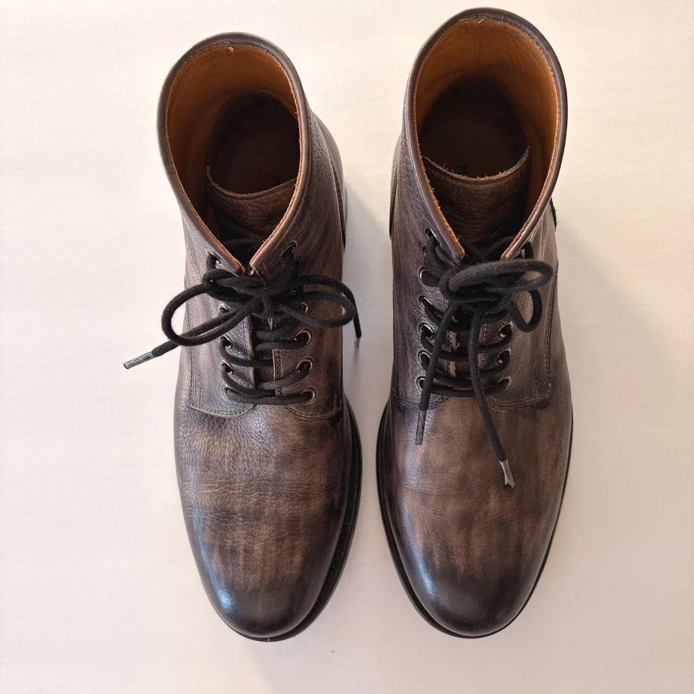 Magnanni Ankle Boots Men's EU 39 Leather Lace Up Gray Burnished Made in Spain