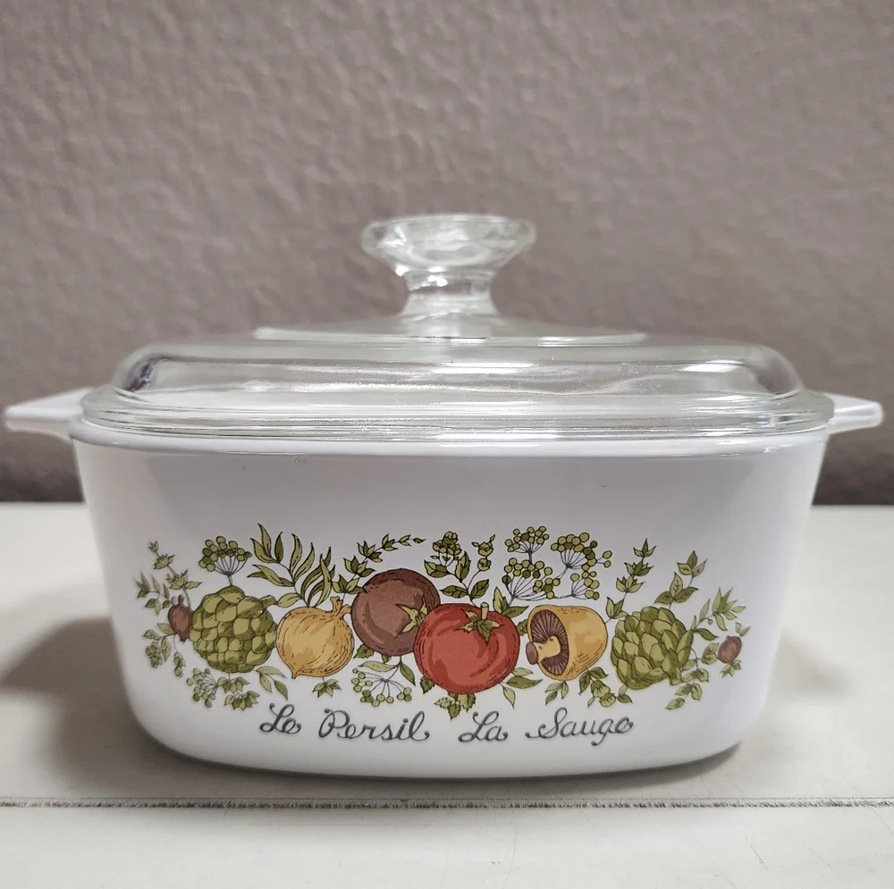 Vintage Corning Ware LE PERSIL LA SAUGE A-1 1/2 -B 1 1/2 w/ Pyrex‎ A 7 C Lid