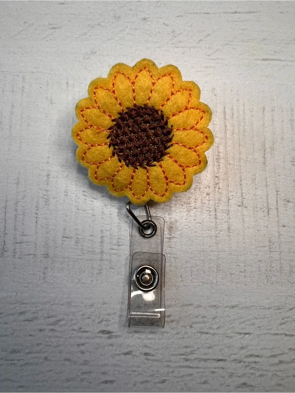 Sunflower Felt Badge Reel