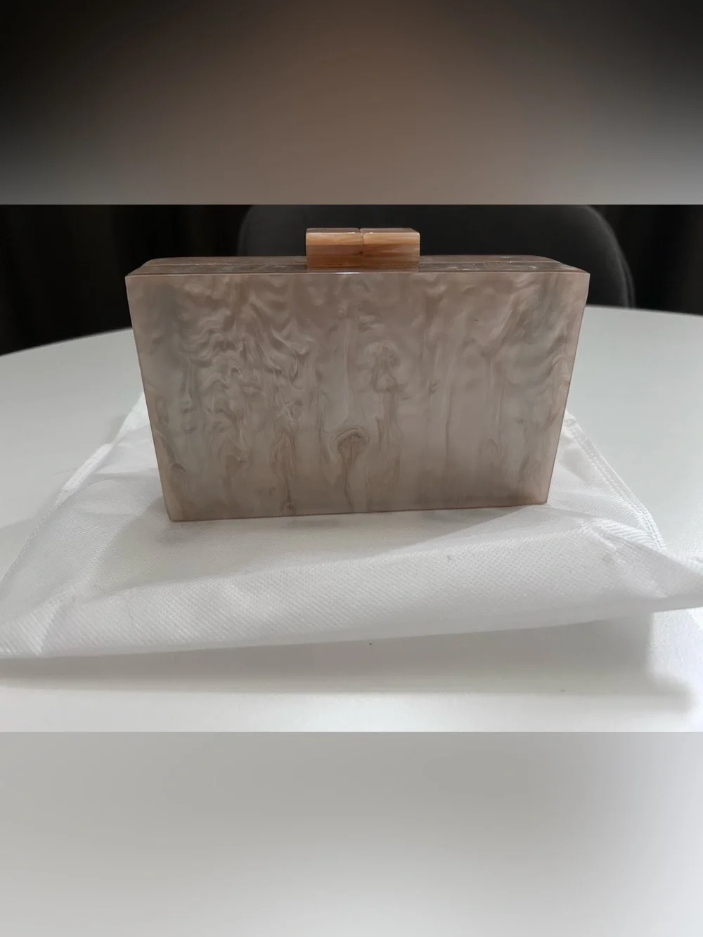 NWOT Neutral Swirl Acrylic Box Clutch