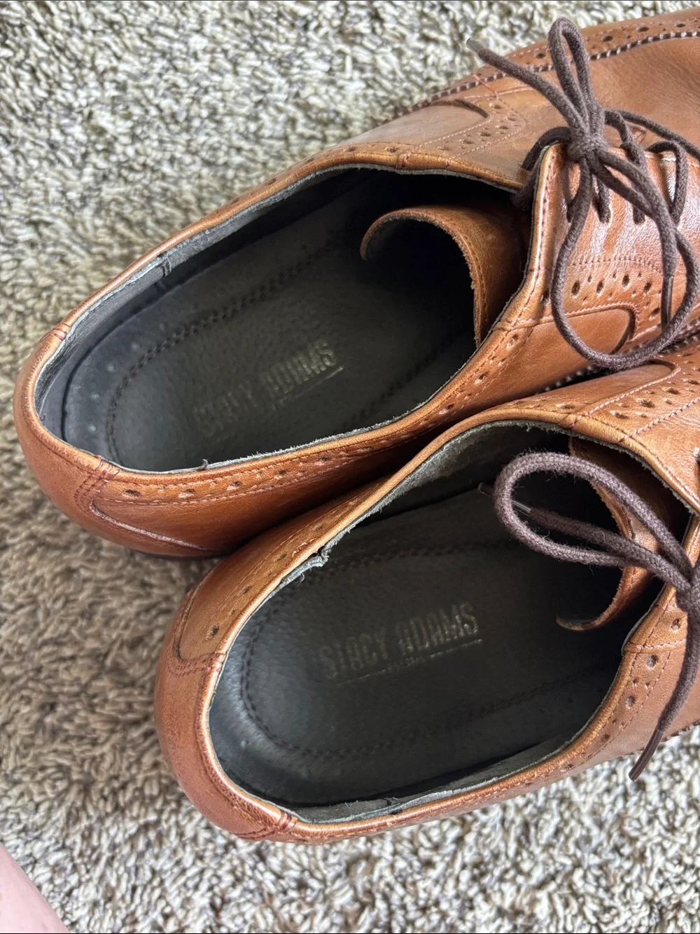 Stacy Adams Cognac Brown Wingtip Brogue Oxfords