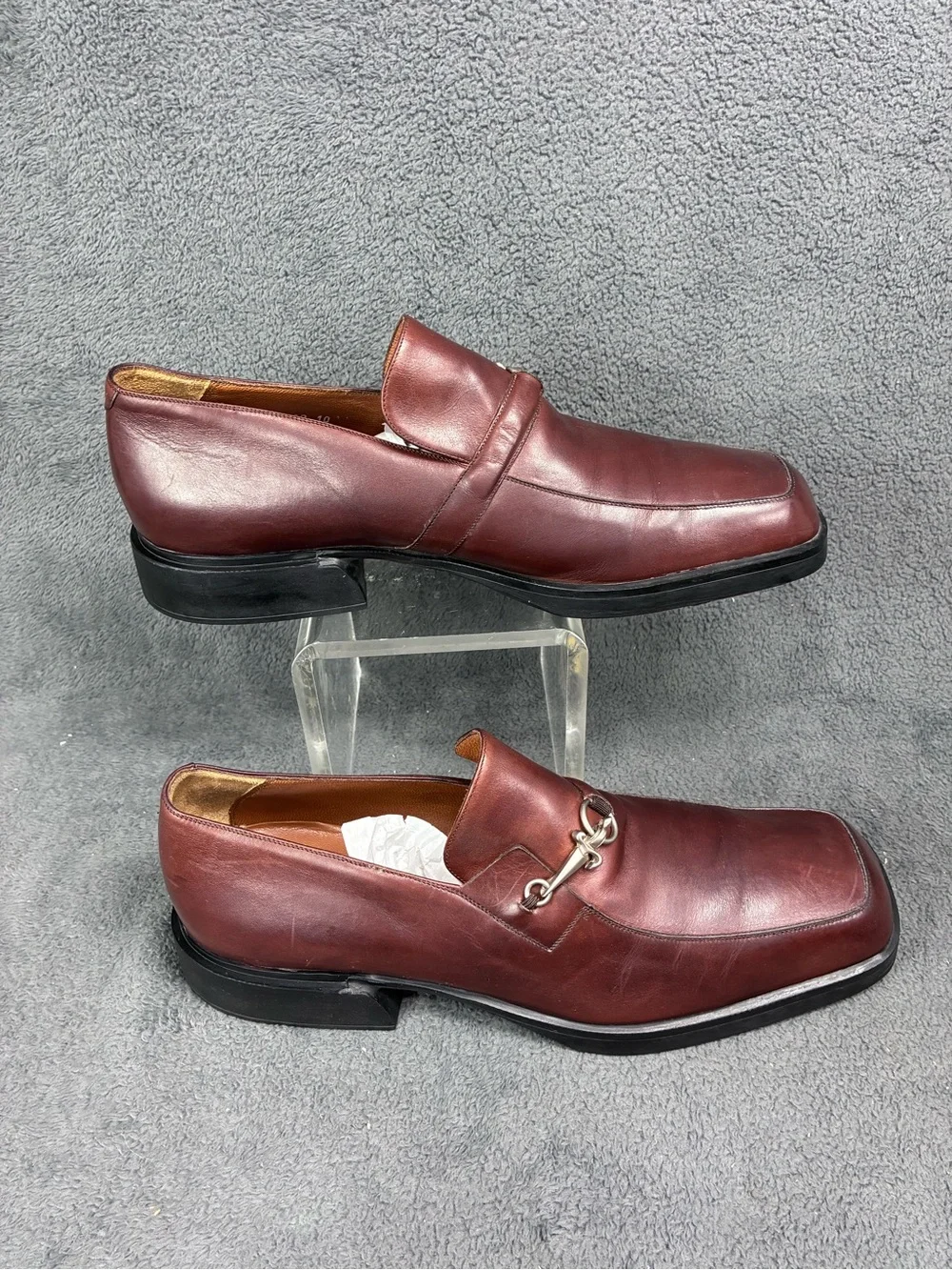 CESARE PACIOTTI Men's Brown Leather Horsebit Loafer  Square Toe. Size 10