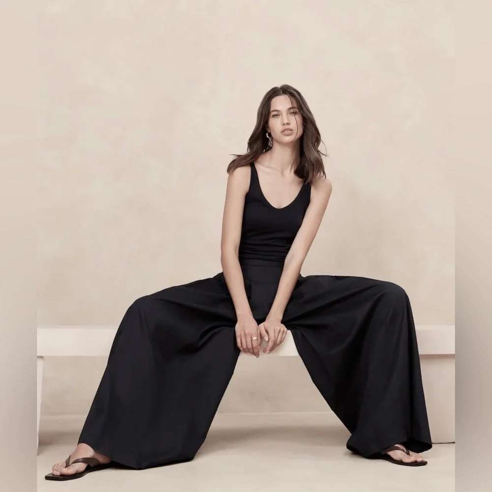 NEW! Banana Republic Black Linen-Blend Palazzo Pant  #852050 🩷