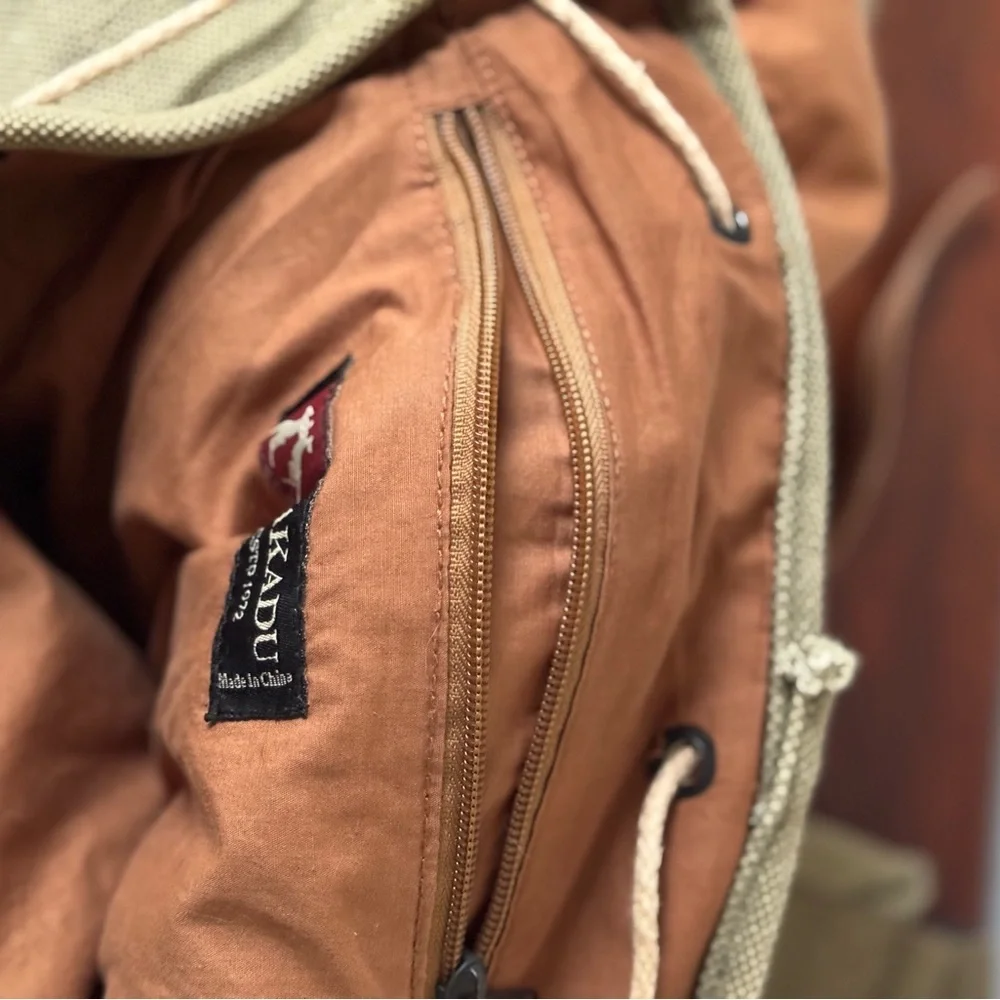 Vintage Kakadu TRADERS AUSTRALIA BROWN Canvas and  LEATHER BACKPACK BAG