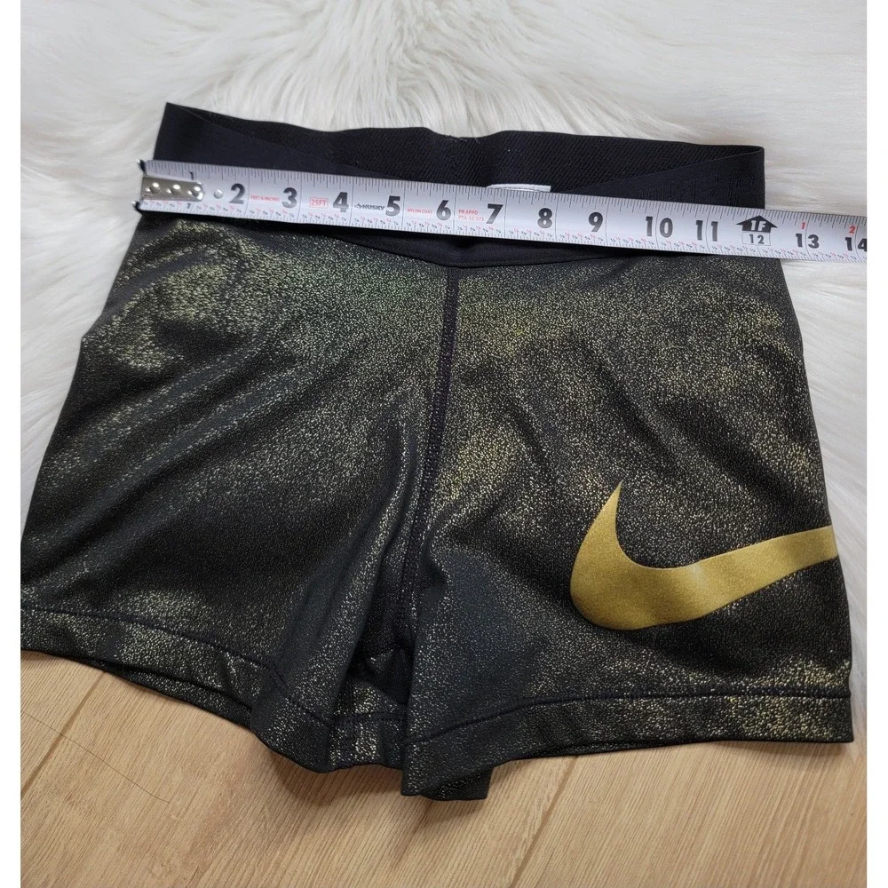 Nike Pro Fitted Shorts Women's Size Medium Black / Gold Shimmer 3