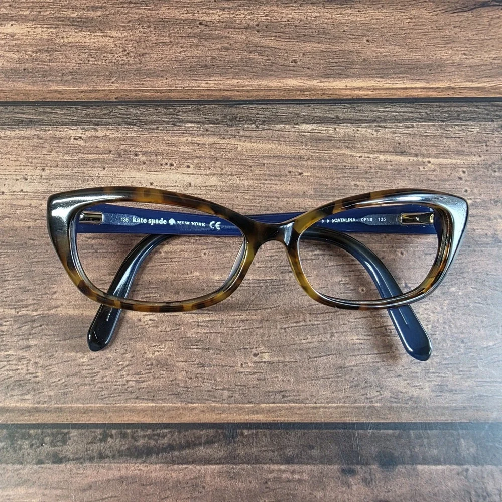Kate‎ Spade Catalina Eyeglasses Womens Blue Tortoise Cat Eye Glasses Frame 135mm