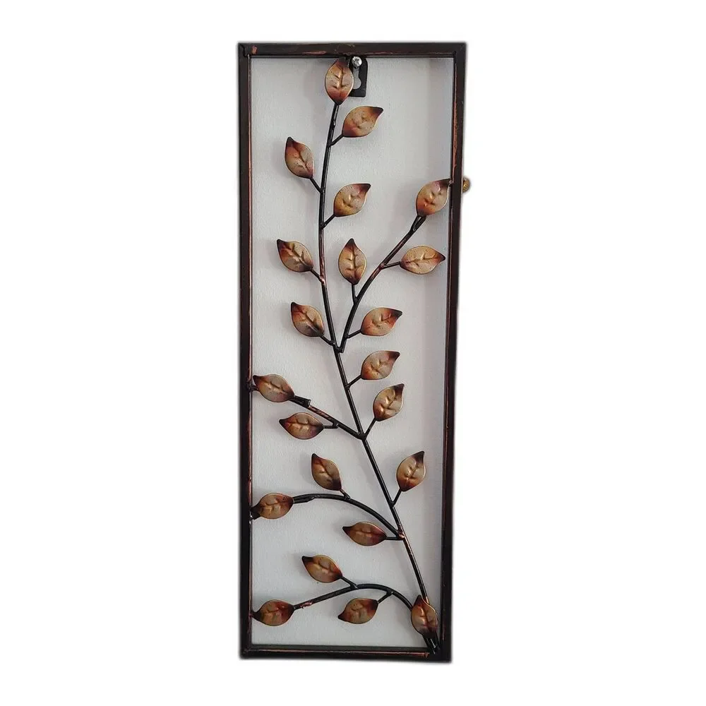Vintage Metal Art Panel Wall Hanging Leaf And Branch Design Bronze And Gold Tone