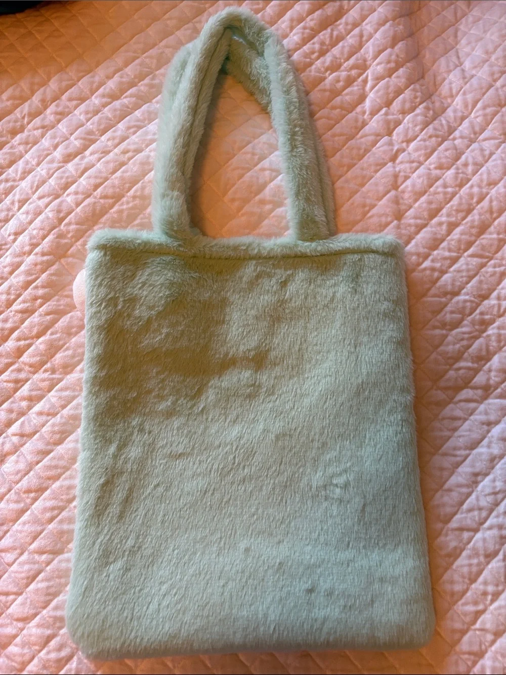 Disney Alice in Wonderland White Rabbit Faux Fur Tote Bag Plush Clock Charm NWOT